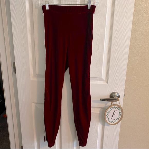 Day & Night Velvet Track Pants in Red Velour Approx Size Small - Picture 1 of 6